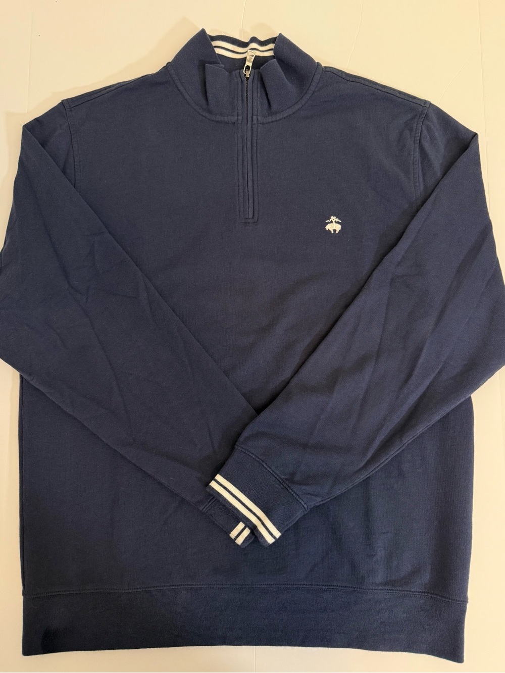 Brooks Brothers Men's Navy Quarter-Zip Pullover with Contrast Trim | Large
